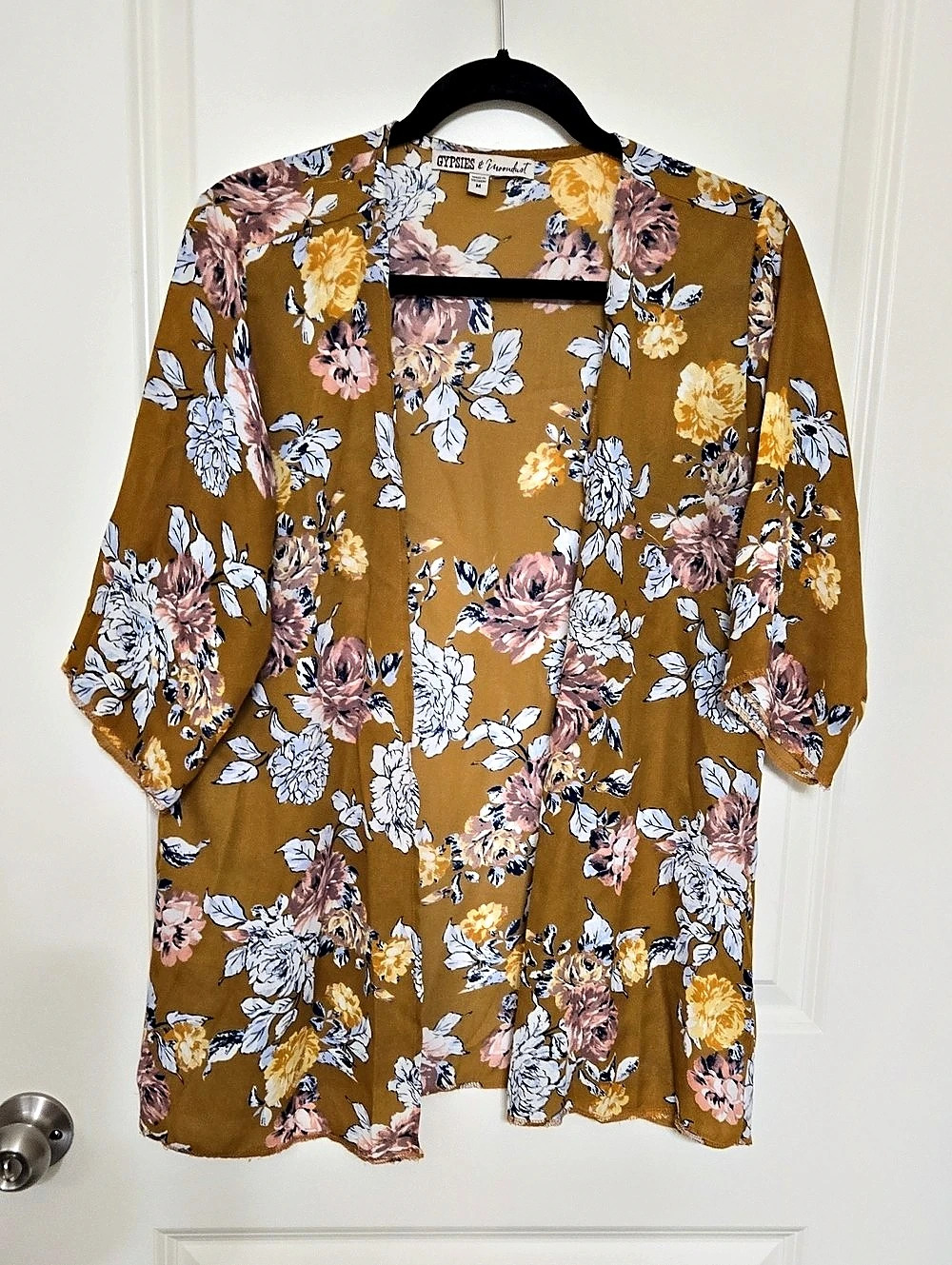 Gypsies & Moondust Floral Blouse in Brown & Pink Size Medium
